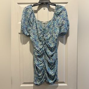 Live To Be Spoiled Ruched Puff Sleeve Floral Dress